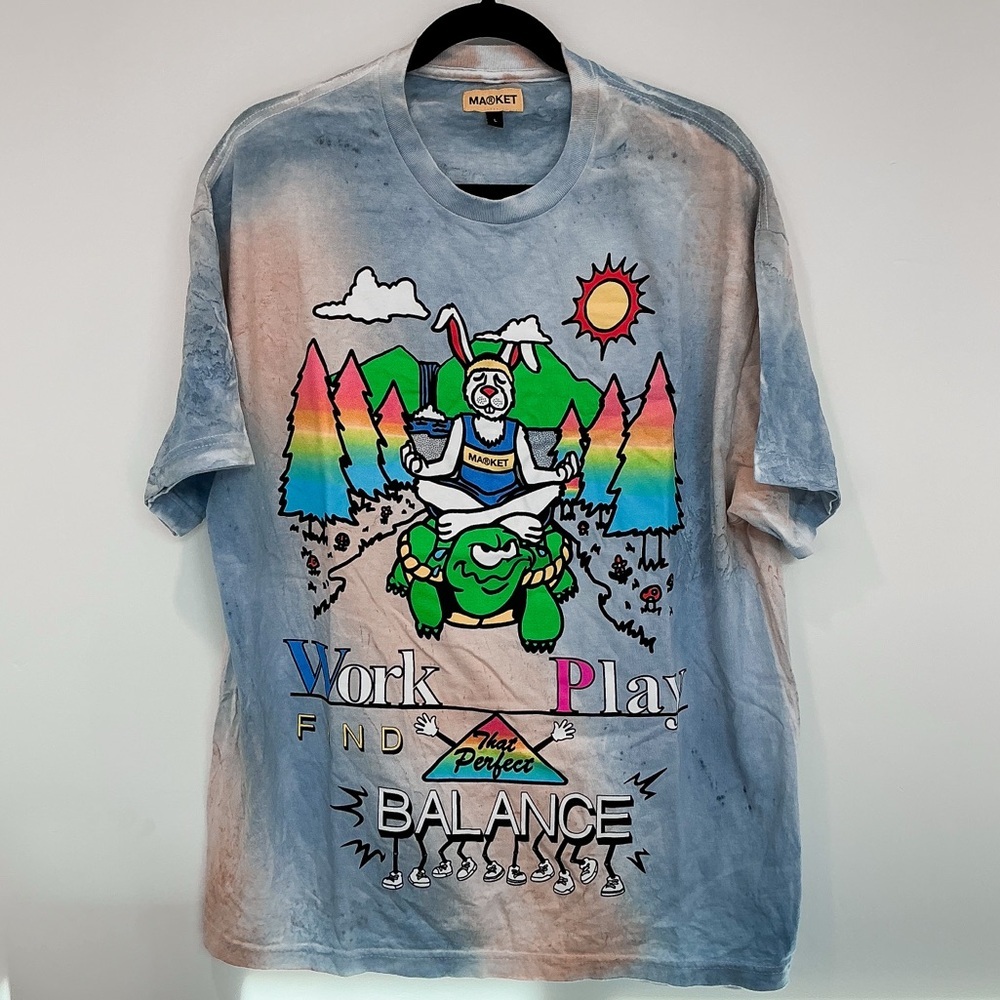 NWOT MENS: Market Work Life Balance T-Shirt in Water Tie-Dye - Picture 4 of 10